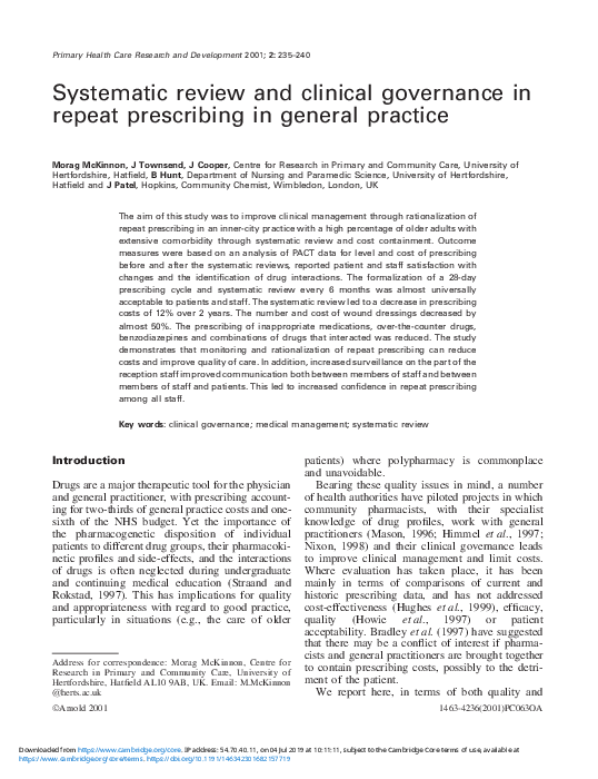 Prescribing governance essay image