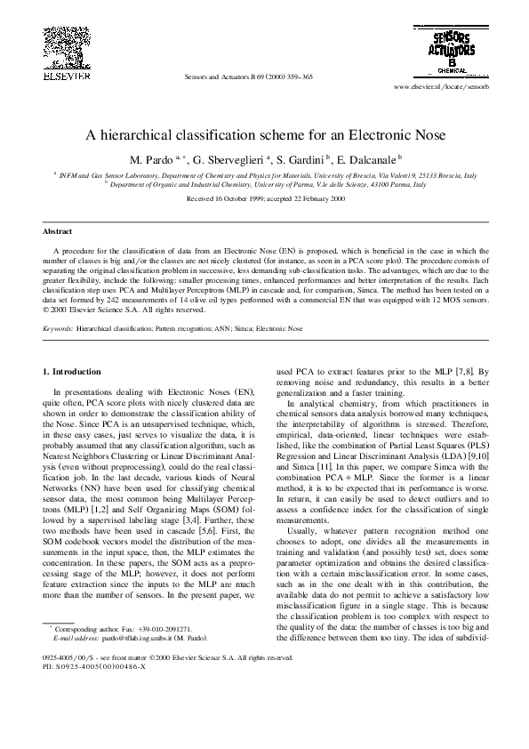(PDF) A hierarchical classification scheme for an Electronic Nose
