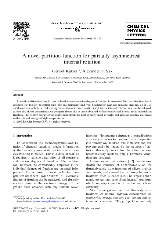 (PDF) A novel partition function for partially asymmetrical internal