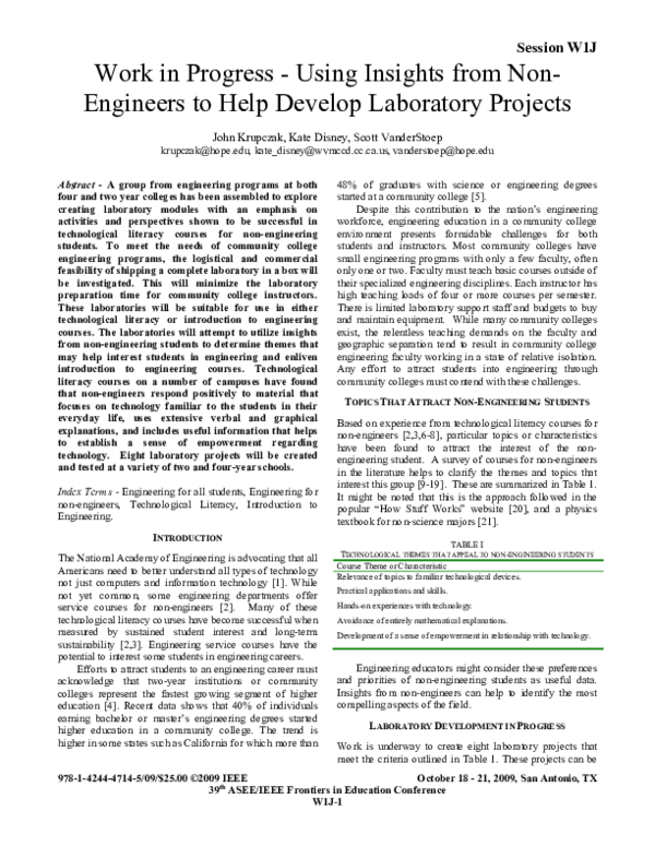 (PDF) Work in progress - Using insights from non-engineers to help ...