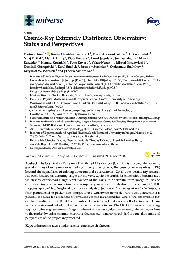 (PDF) Cosmic-Ray Extremely Distributed Observatory: Status and Perspectives