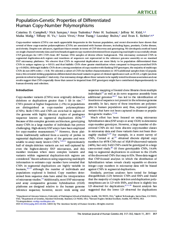 (PDF) Population-Genetic Properties of Differentiated Human Copy-Number ...