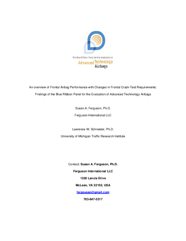 (PDF) An overview of frontal air bag performance with changes in ...