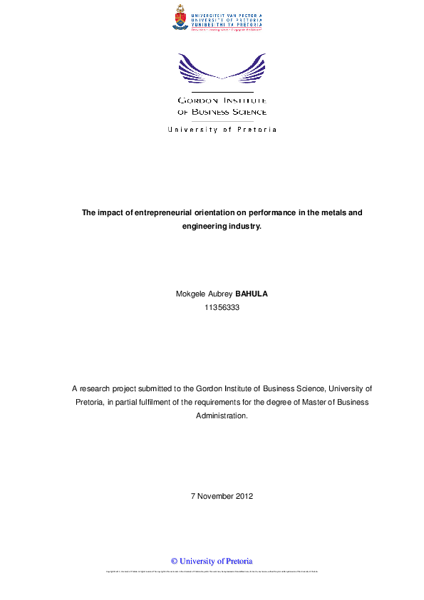 (PDF) The impact of entrepreneurial orientation on performance in the ...