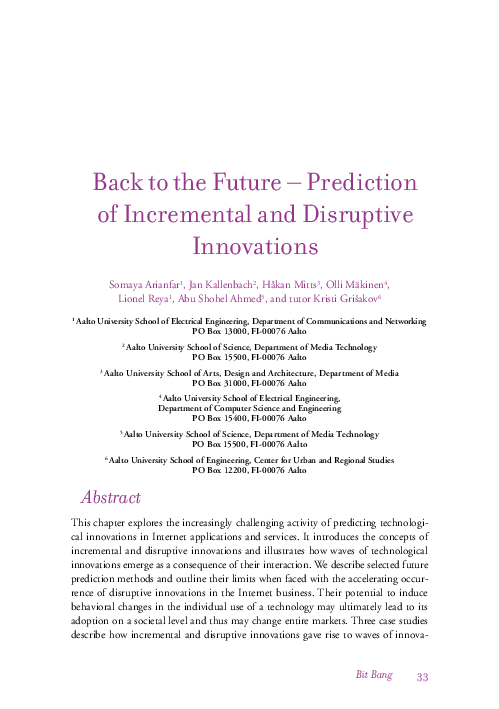 (PDF) Back to the Future - Prediction of Incremental and Disruptive ...