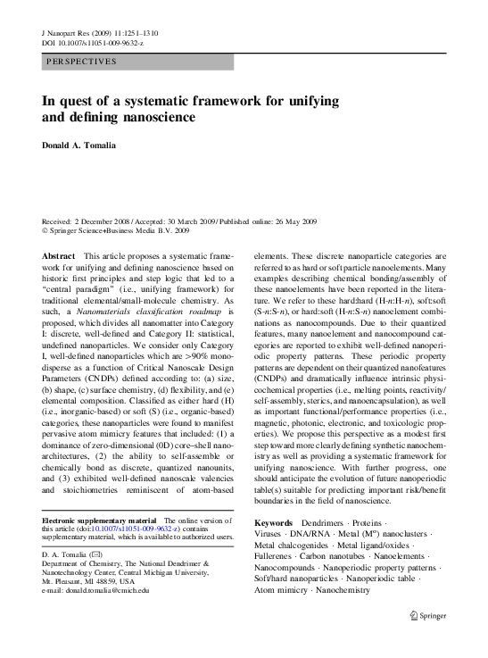 (PDF) In quest of a systematic framework for unifying and defining ...