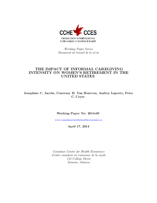 (PDF) The Impact of Informal Caregiving Intensity on Women’s Retirement ...