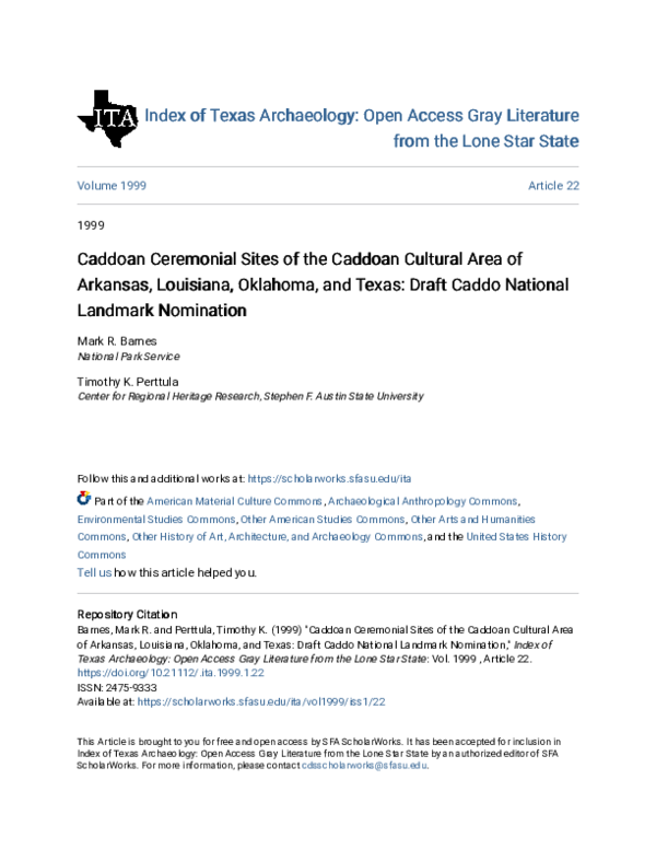 PDF) Caddoan Ceremonial Sites of the Caddoan Cultural Area of 
