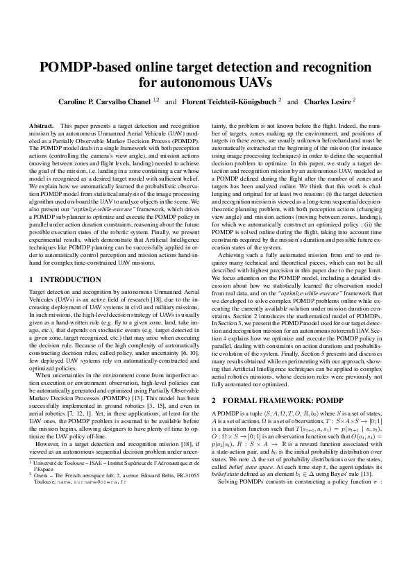 (PDF) POMDP-based online target detection and recognition for ...
