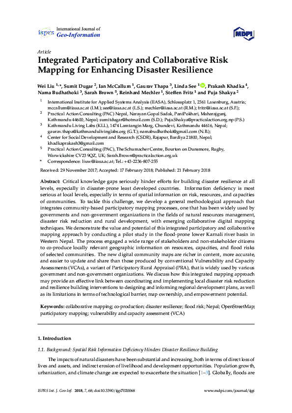 (PDF) Integrated Participatory and Collaborative Risk Mapping for ...