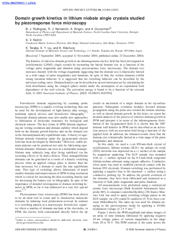 (PDF) Domain growth kinetics in lithium niobate single crystals studied ...