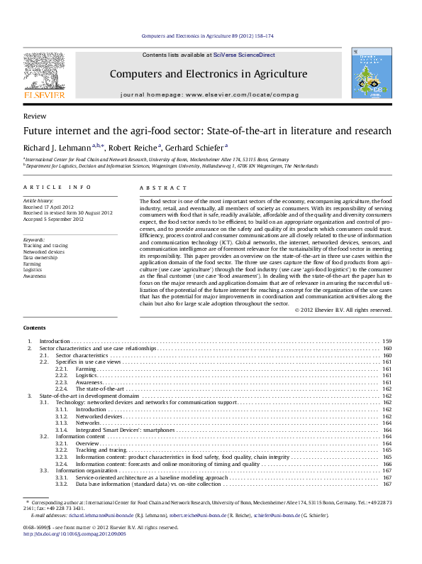 (PDF) Future Internet and the Agri-Food Sector – State of the Art of ...