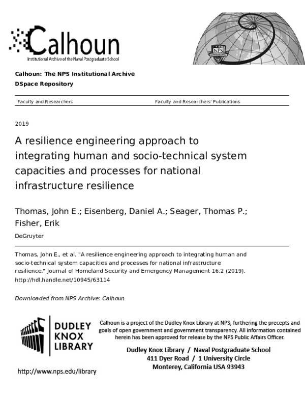 (PDF) A resilience engineering approach to integrating human and socio ...
