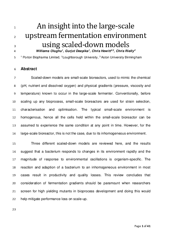 (PDF) Insight into the large-scale upstream fermentation environment ...