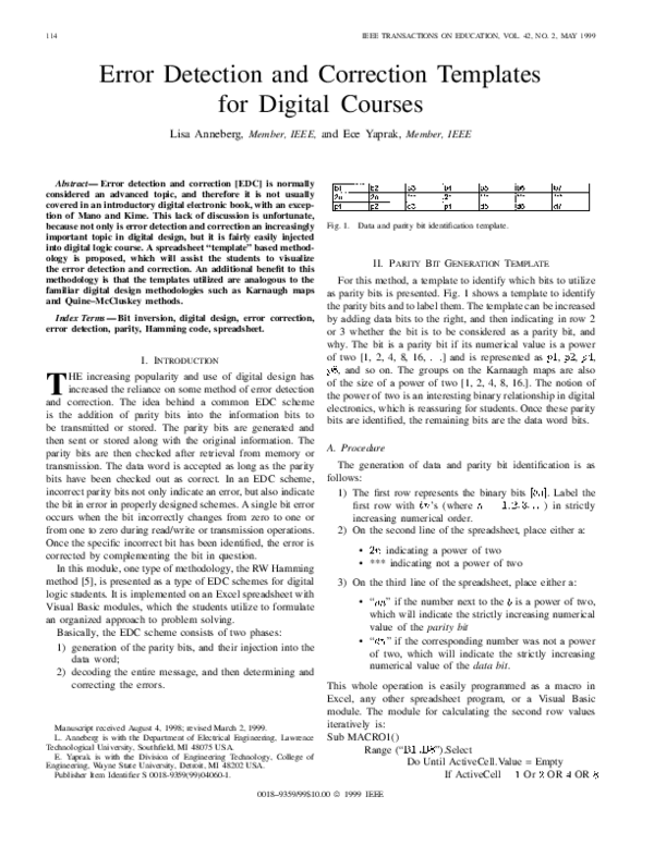 (PDF) Error detection and correction templates for digital courses