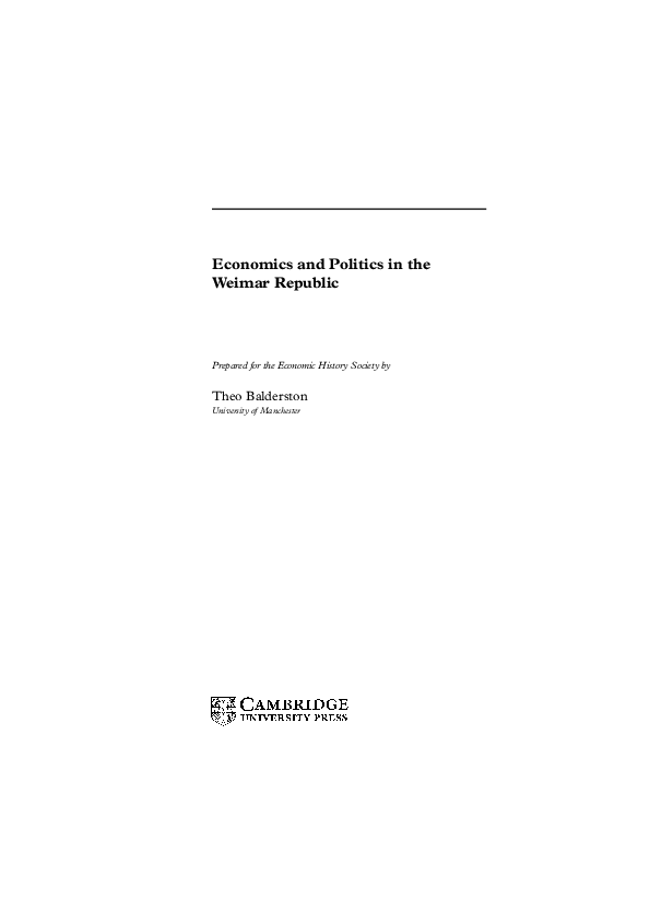 Economics and Politics in the Weimar Republic