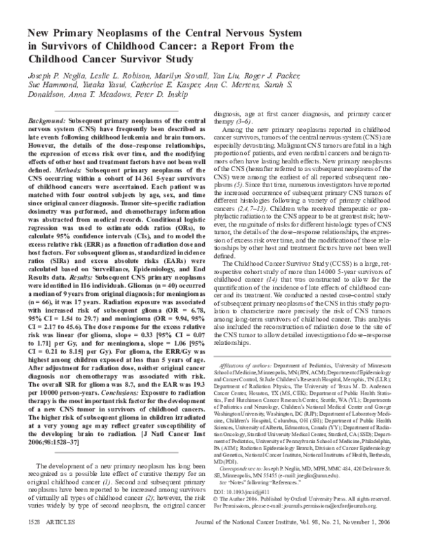 (PDF) New Primary Neoplasms of the Central Nervous System in Survivors ...