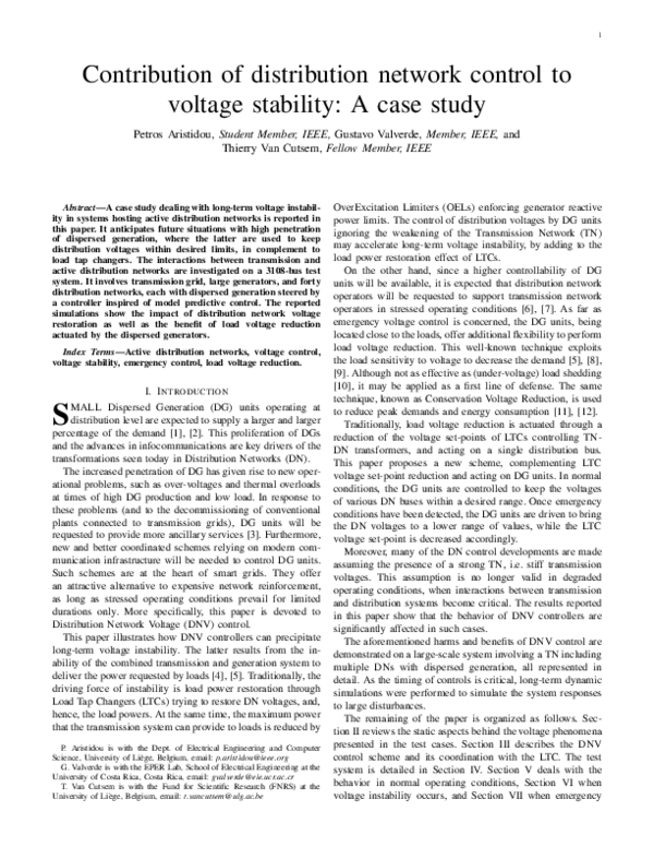 (PDF) Contribution of Distribution Network Control to Voltage Stability ...