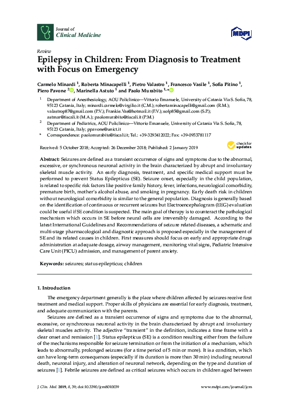 (PDF) Epilepsy in Children: From Diagnosis to Treatment