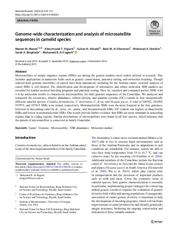 (PDF) Genome-wide characterization and analysis of microsatellite ...