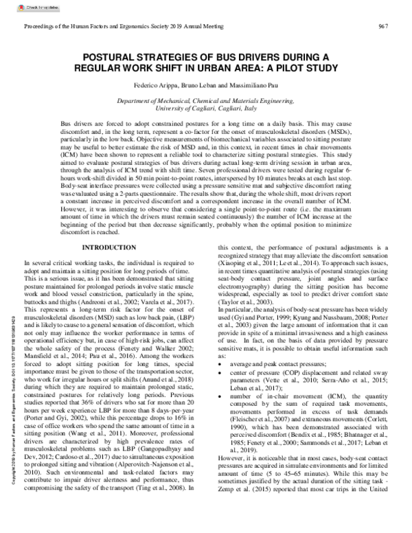 (PDF) Postural Strategies of Bus Drivers During a Regular Work Shift in ...