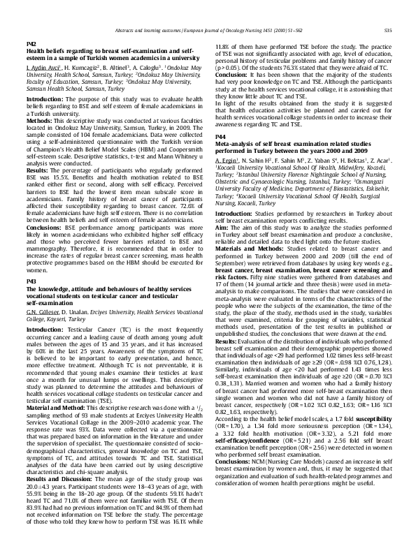 (PDF) P42 Health beliefs regarding to breast self-examination and self ...