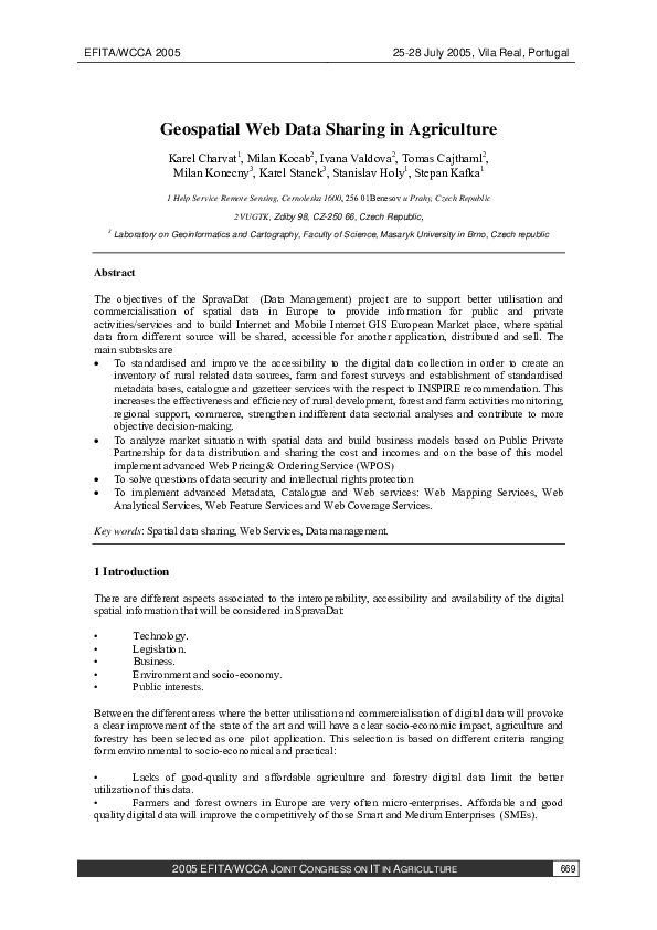(PDF) Geospatial Web Data Sharing in Agriculture | Milan Konecny ...