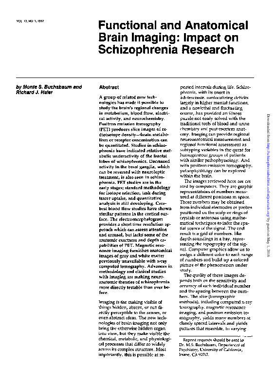(PDF) Functional and Anatomical Brain Imaging: Impact on Schizophrenia ...