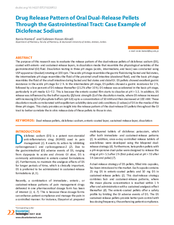 (PDF) Drug Release Pattern of Oral Dual-Release Pellets Through the ...