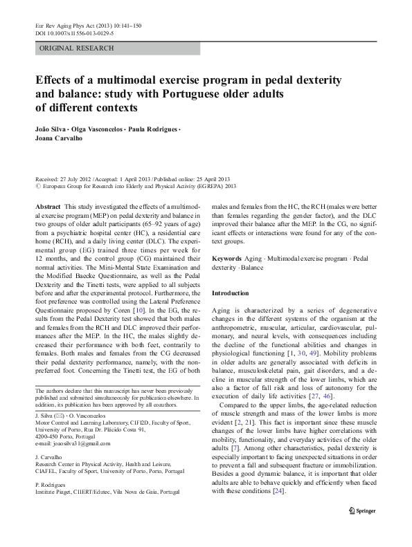 (PDF) Effects of a multimodal exercise program in pedal dexterity and ...