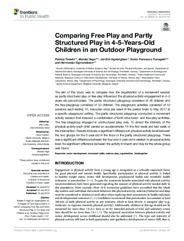 (PDF) Comparing Free Play and Partly Structured Play in 4-5-Years-Old ...