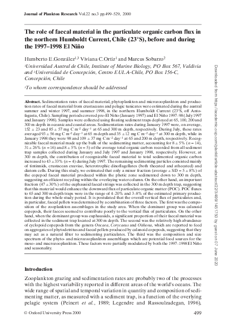 (PDF) The role of faecal material in the particulate organic carbon ...
