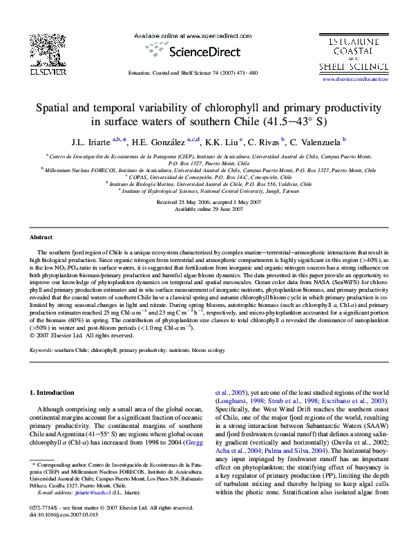 (PDF) Spatial and temporal variability of chlorophyll and primary ...