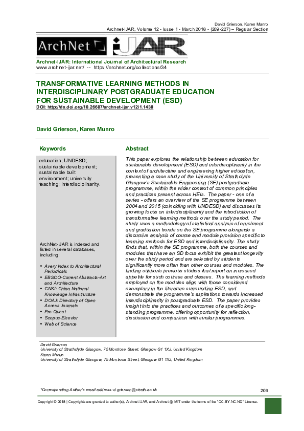 (PDF) Towards Transformative Learning Methods for Interdisciplinary ...