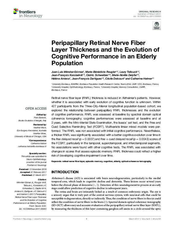 (PDF) Peripapillary retinal nerve fiber layer thickness measurement by ...