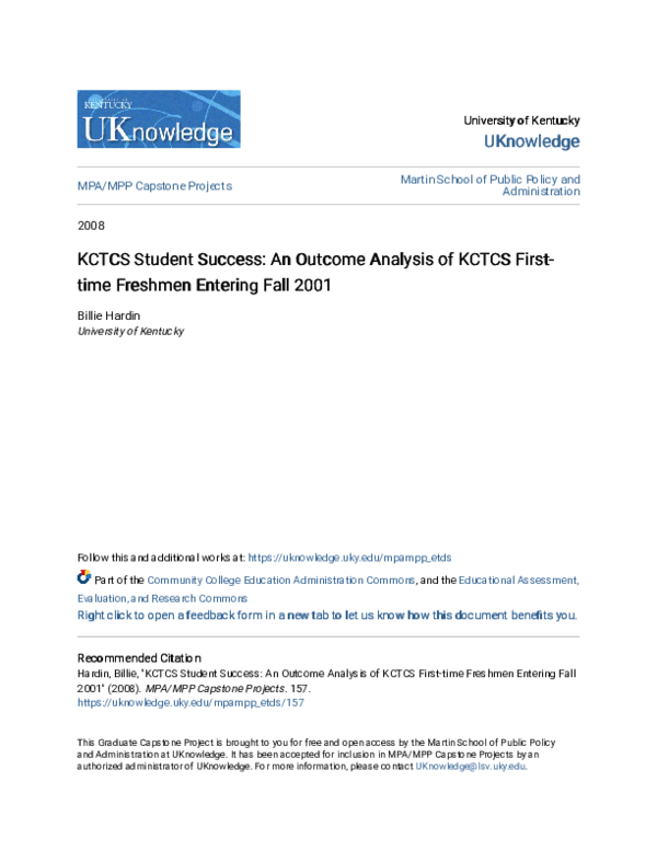 (PDF) KCTCS Student Success: An Outcome Analysis of KCTCS First-time ...