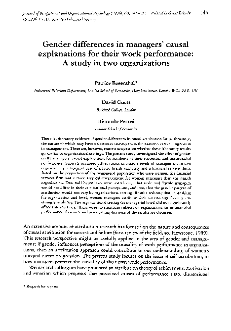 (PDF) Gender differences in managers' causal explanations for their ...