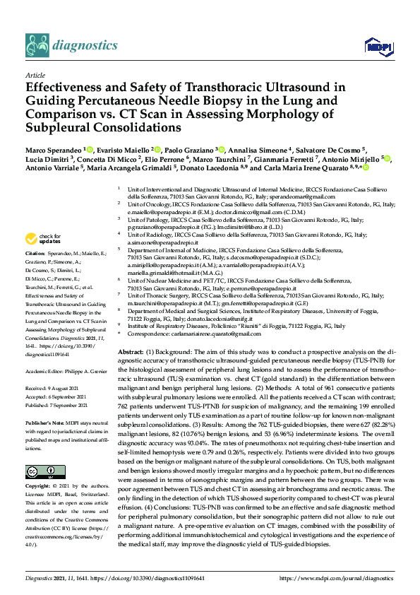 (PDF) Effectiveness and Safety of Transthoracic Ultrasound in Guiding ...
