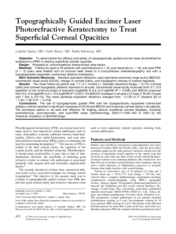 (PDF) Topographically guided excimer laser photorefractive keratectomy ...