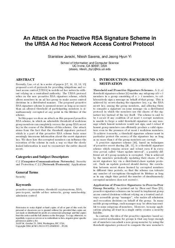 (PDF) An attack on the proactive RSA signature scheme in the URSA ad ...