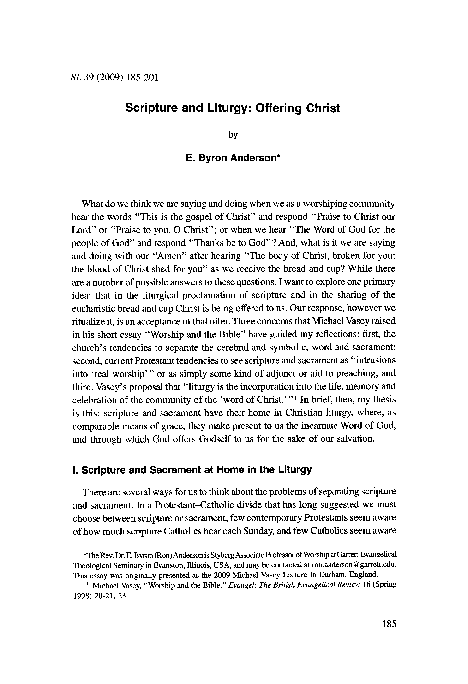 (PDF) Scripture and Liturgy: Offering Christ