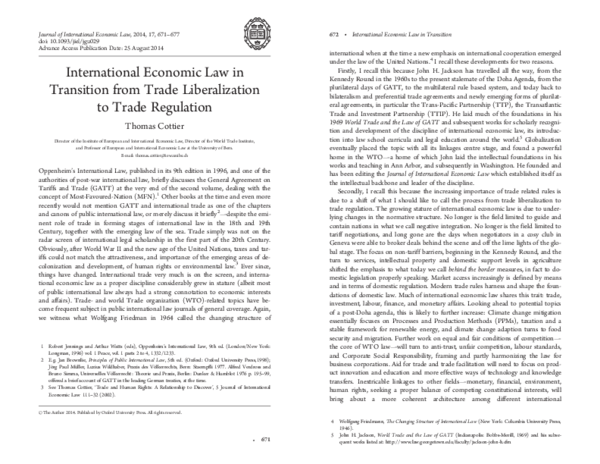(PDF) International Economic Law in Transition from Trade ...