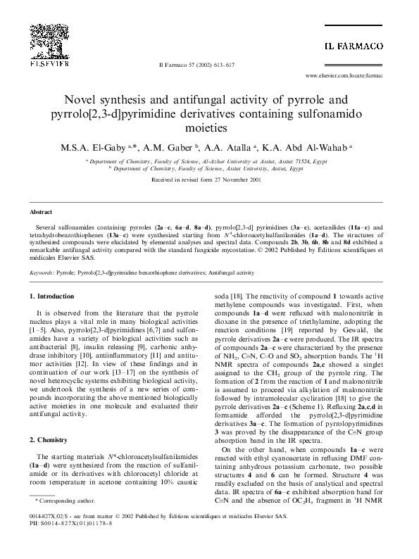 (PDF) Novel synthesis and antifungal activity of pyrrole and pyrrolo [2 ...