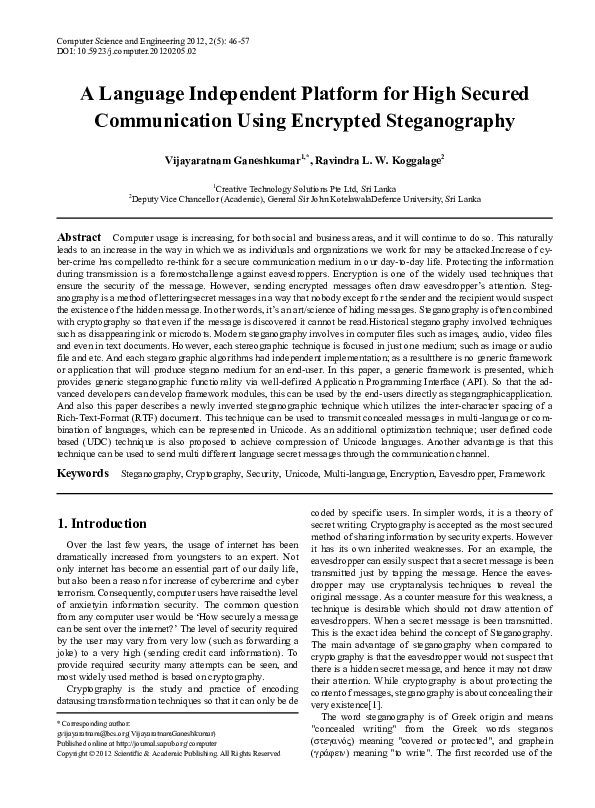 (PDF) A Language Independent Platform for High Secured Communication ...