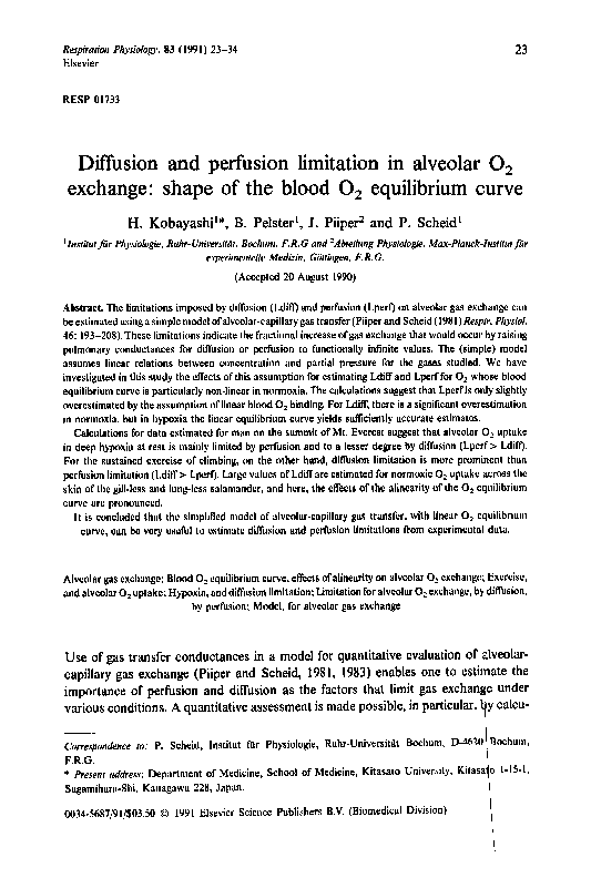 (PDF) Diffusion and perfusion limitation in alveolar O2 exchange: shape ...