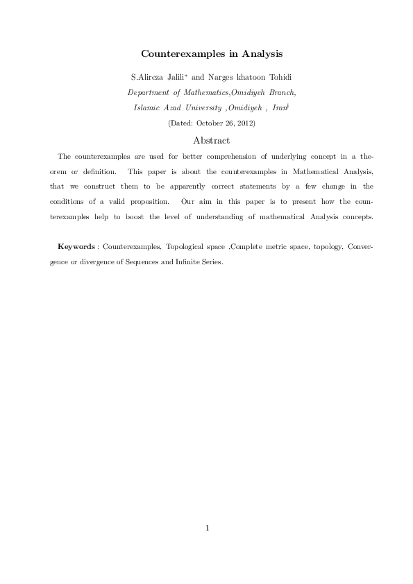 PDF Counterexamples In Analysis Alireza Jalili Academia edu PDF Counterexamples In Analysis Alireza Jalili Academia edu