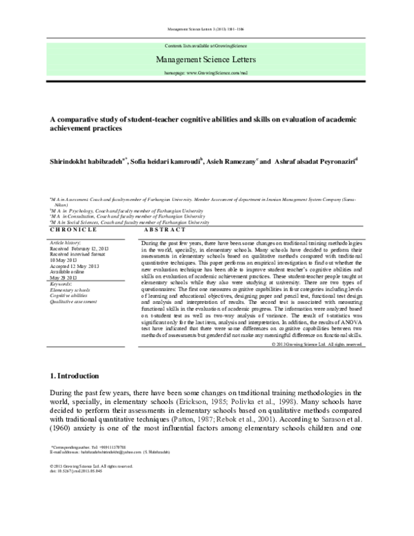 (PDF) A comparative study of student-teacher cognitive abilities and ...