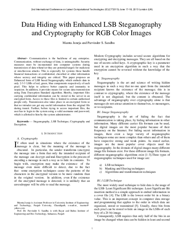(PDF) Data Hiding with Enhanced LSB Steganography and Cryptography for ...