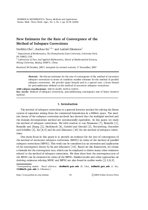 (PDF) New estimates for the rate of convergence of the method of ...