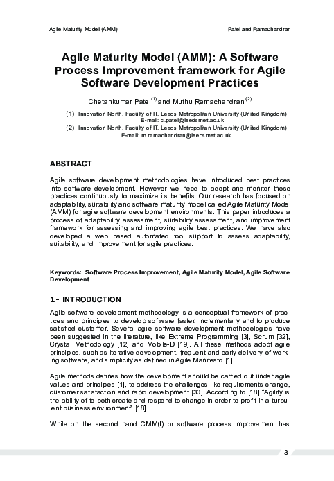 (PDF) Agile maturity model (AMM): A Software Process Improvement ...